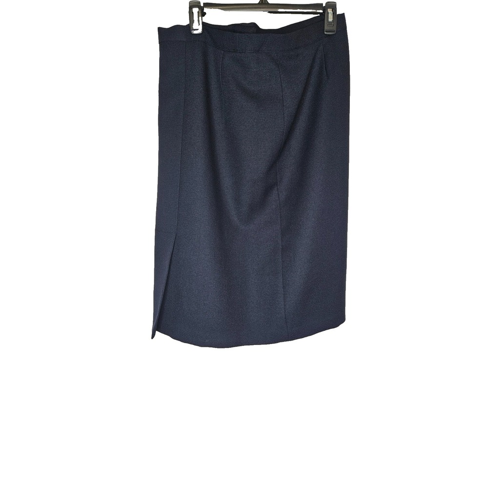 Womens Navy Pencil Skirt 34 Waist Textured Career Office Midi